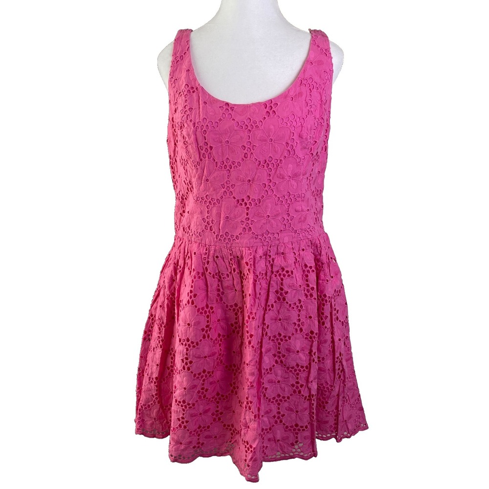 lilly pulitzer dress 12 Pink Eyelet Floral Resort Travel Feminine Girly‎ Beachy